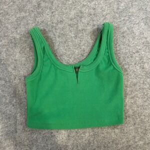 SIGNATURE8 Green Ribbed Knit Crop Tank Top Women's Size‎ Small V Neck